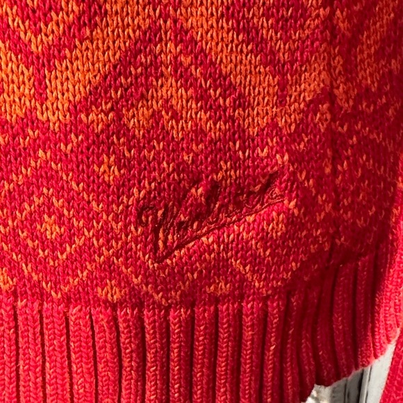 Woolrich Vintage Cozy Old Red Patterned Women's Funnel Neck Sweater - Picture 8 of 13